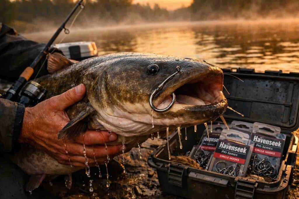 Ultimate Circle Hooks for Catfish: 99% Hookup Rate, Zero Gut Hooking 2 circle hooks for catfish