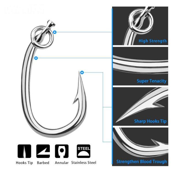 Ganchos de Atún de Acero Inoxidable Forjados (1)_1 anzuelos para trolling de atún